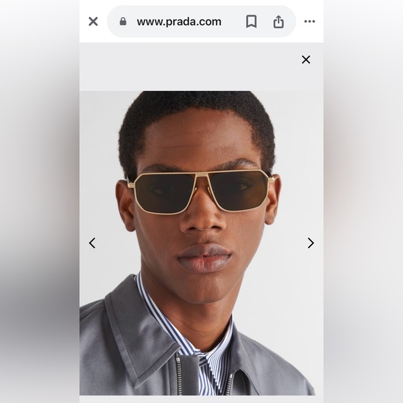 Prada Sunglasses PRA53S Iconic metal plaque Opaque Gold Frame brown lenses - Picture 15 of 15